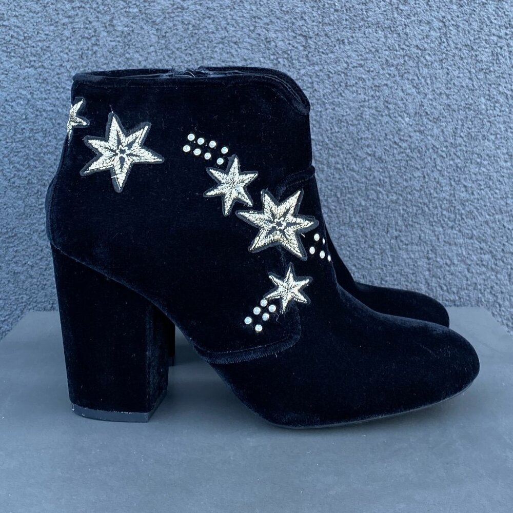 Velvet Western Style Bootie with Embroidered Stars